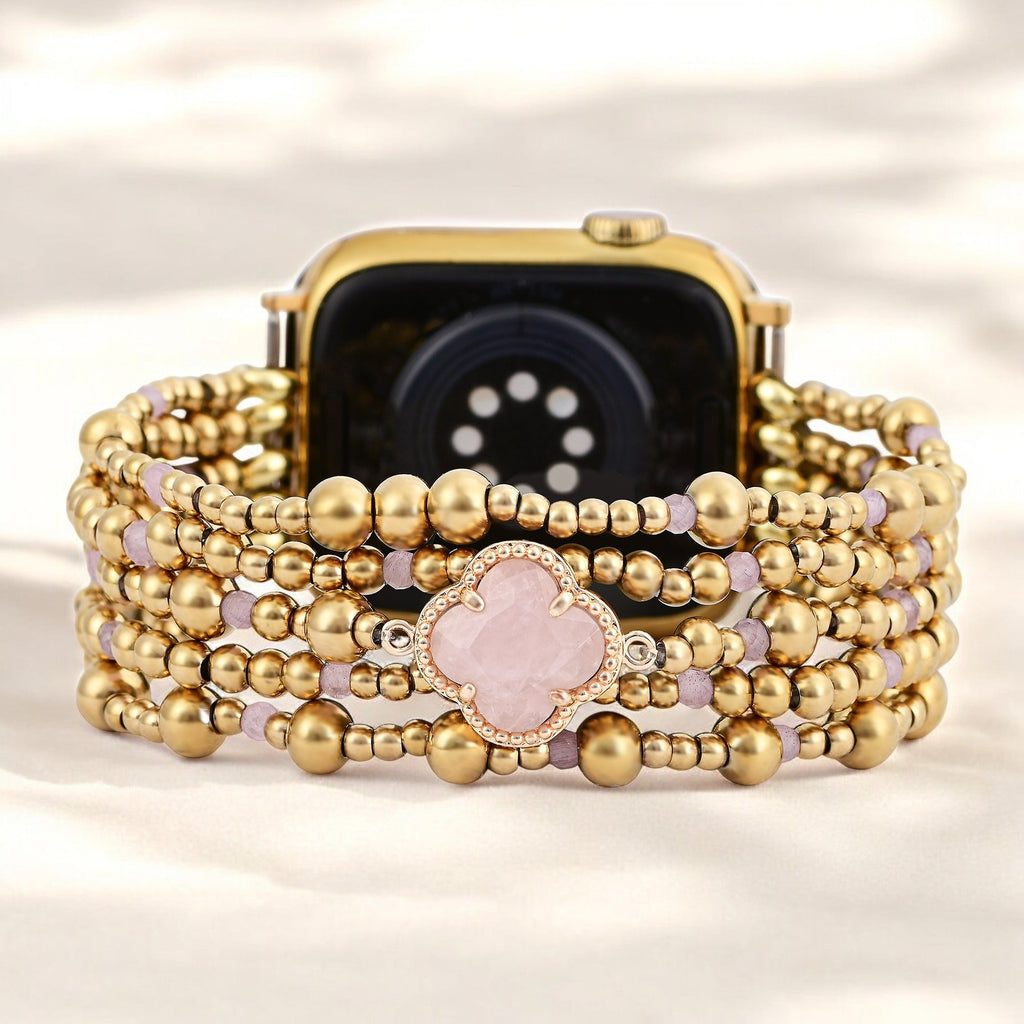 Enchanted Rose Quartz Elegance Stretch Apple Watch Strap