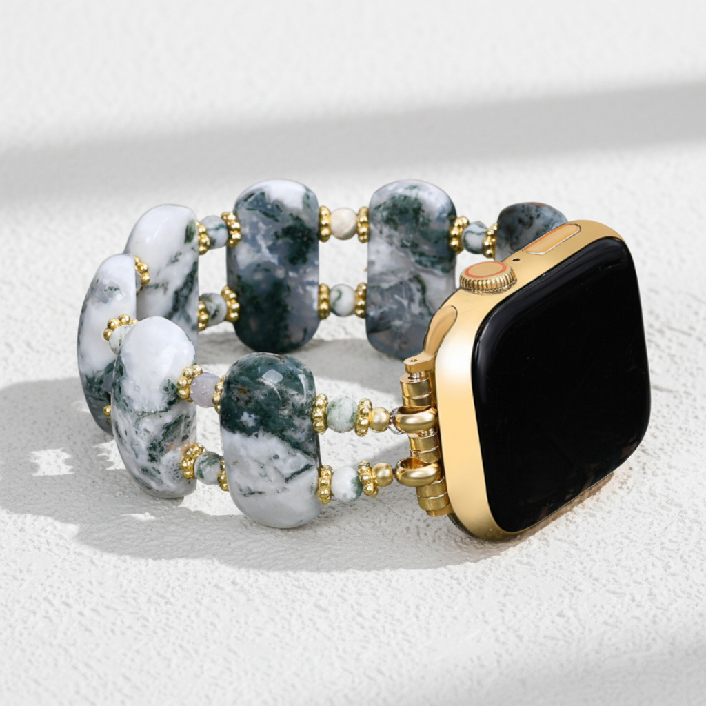Forest Agate Earth Stretch Apple Watch Strap