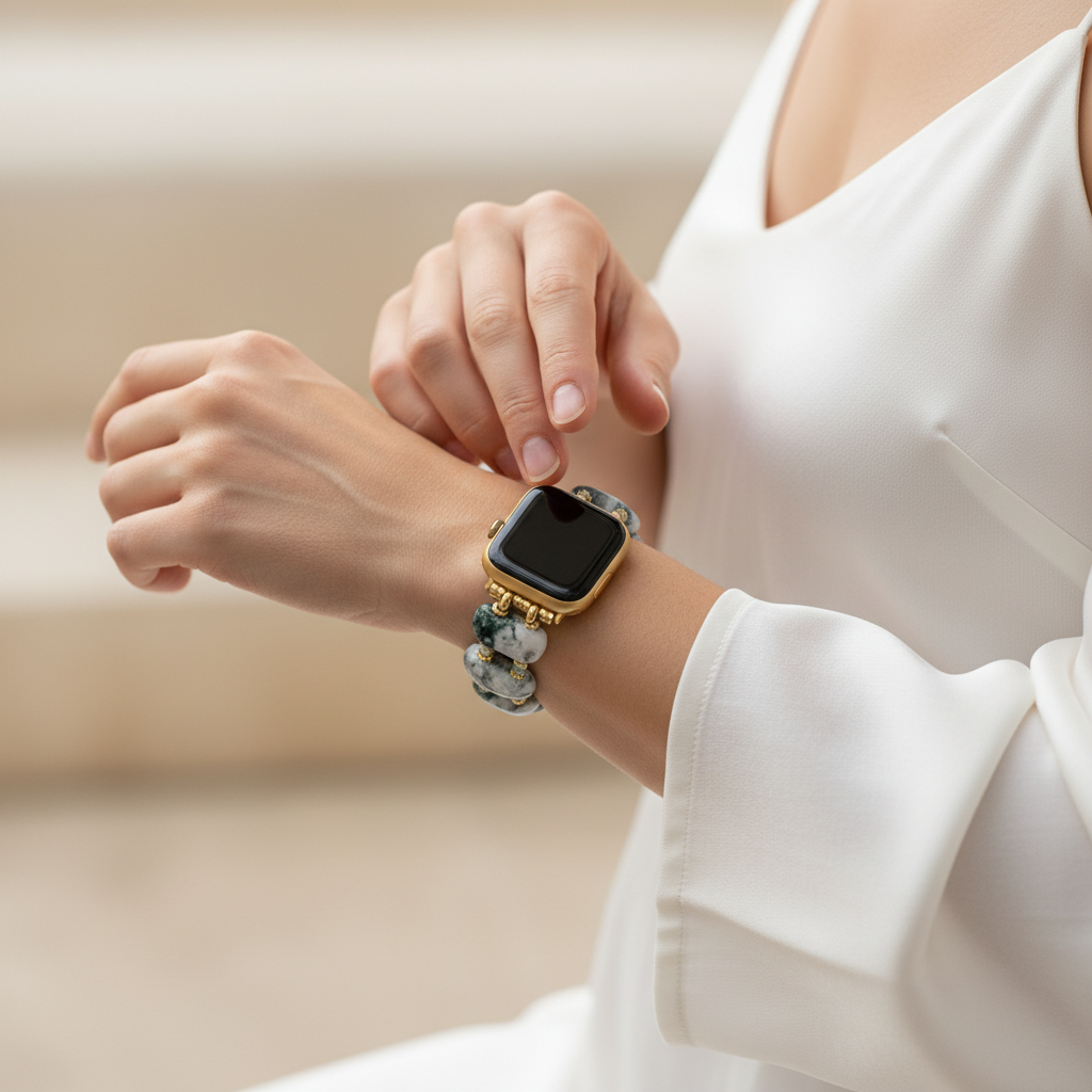 Forest Agate Earth Stretch Apple Watch Strap