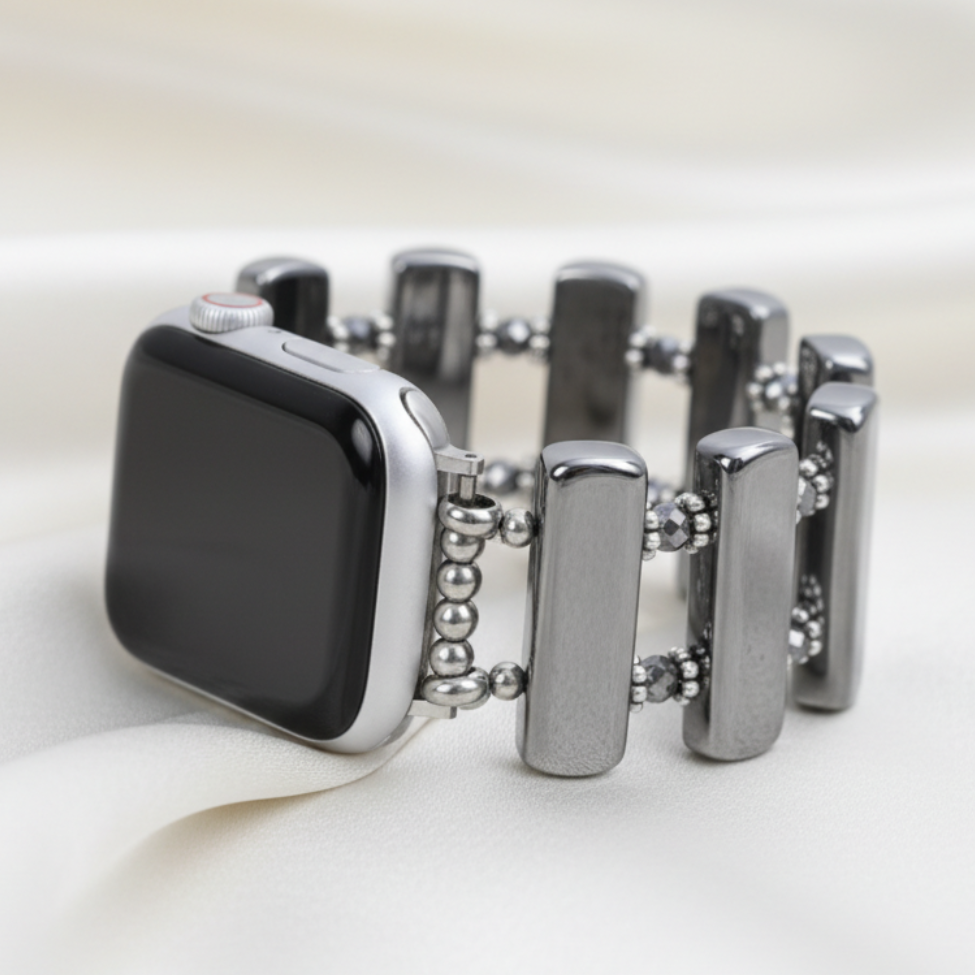 Platinum Eclipse Stretch Apple Watch Strap