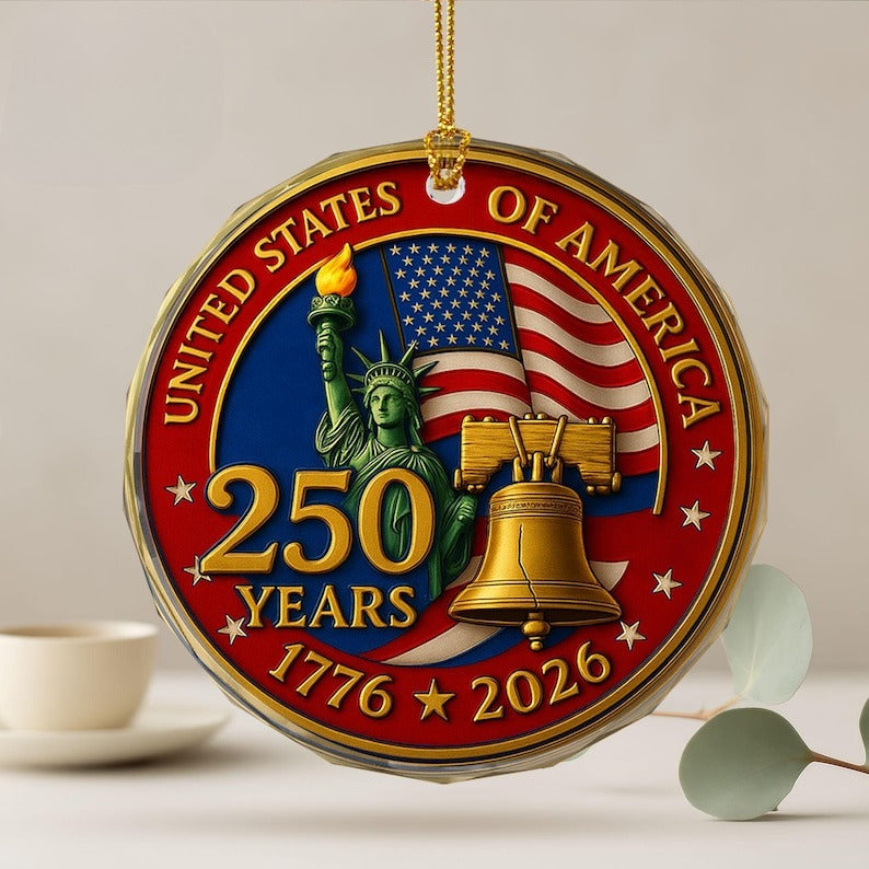 250 years of America Acrylic Ornament, 1776-2026 Liberty Bell Decoration, Patriotic Ornament, American Independence Day Gift,July 4 Decor