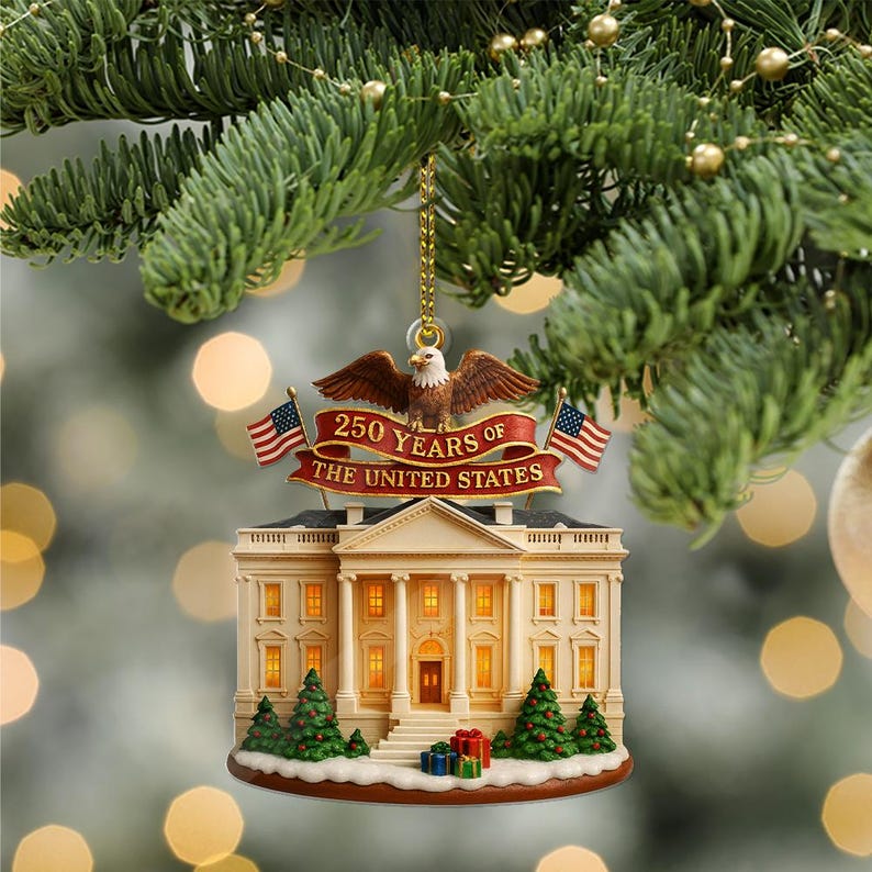 250 Years of America Ornament 2026, Liberty Bell Acrylic Patriotic Flat Ornament, USA 250th Anniversary Christmas Tree Decoration