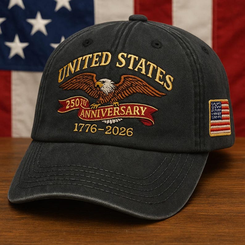United States 250th Anniversary Embroidered Dad Cap, 1776-2026 Eagle Hat