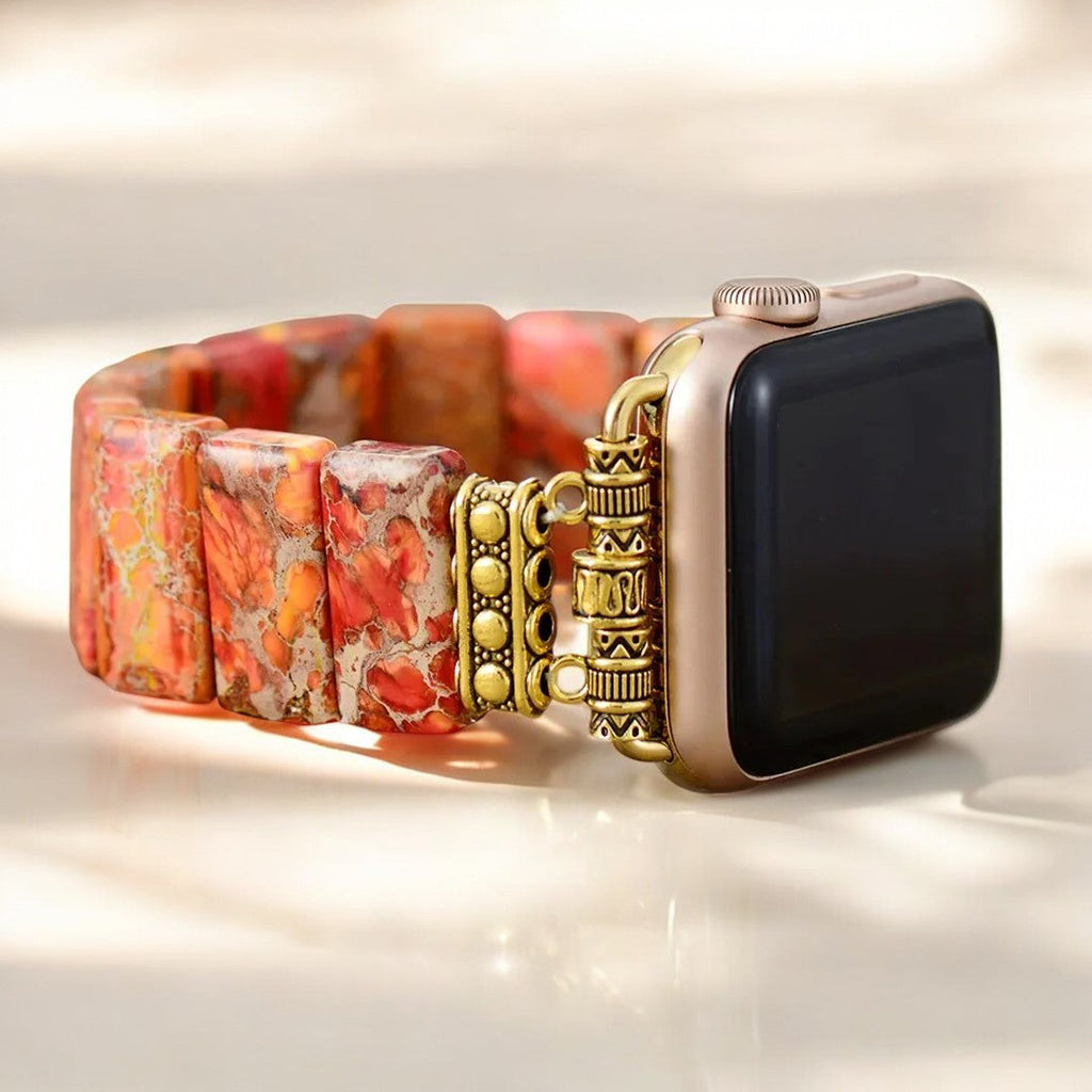 Pumpkin Tibetan Jasper Stretch Apple Watch Strap
